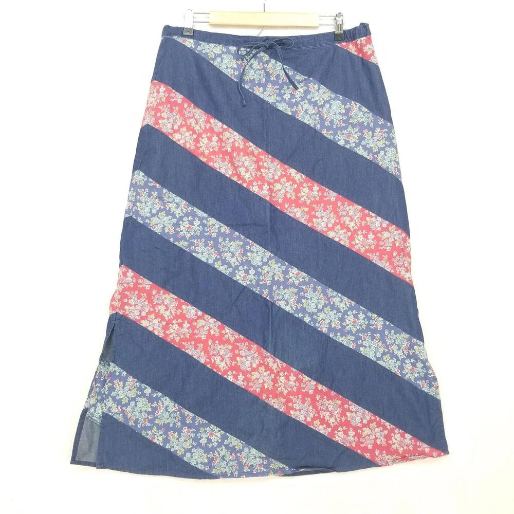 Crazy‎ Horse Cottage Floral Chambray Skirt Womens 14 Blue Pink - Picture 11 of 11